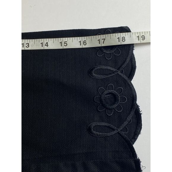 Bob Mackie Wearable Art Women's Black Cotton Scalloped Eyelet Tie Cardigan Large - Picture 7 of 9